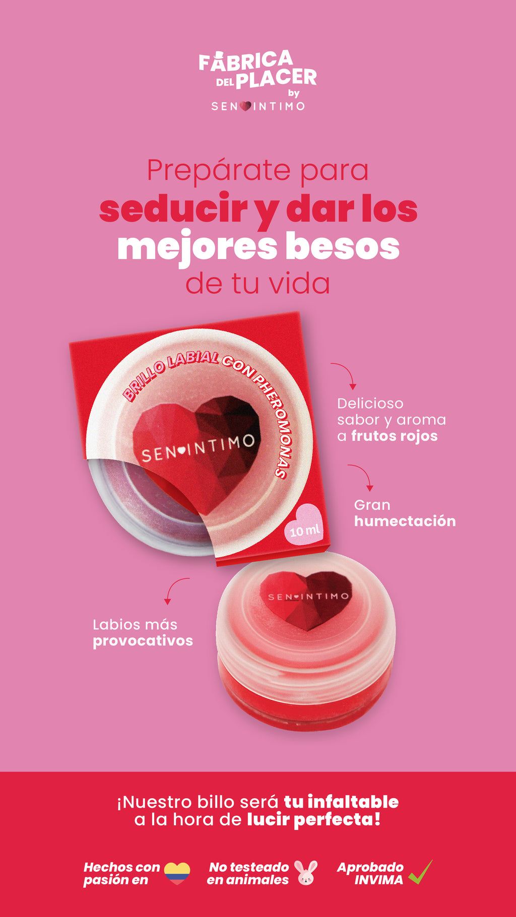 Brillo Labial Feromona Frutos Rojos